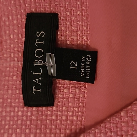 Talbots Pink V-neck Sleeveless Tweed Woven Texture Shift Dress Wmns 12 Career - Picture 2 of 15